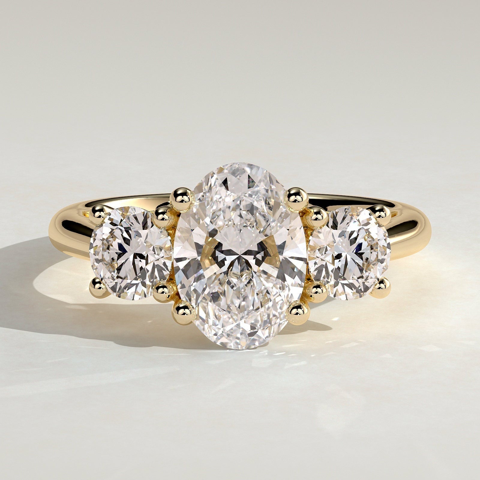 Oval Three Stone Lab Grown Diamond Engagement Ring