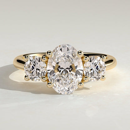 Oval Three Stone Lab Grown Diamond Engagement Ring