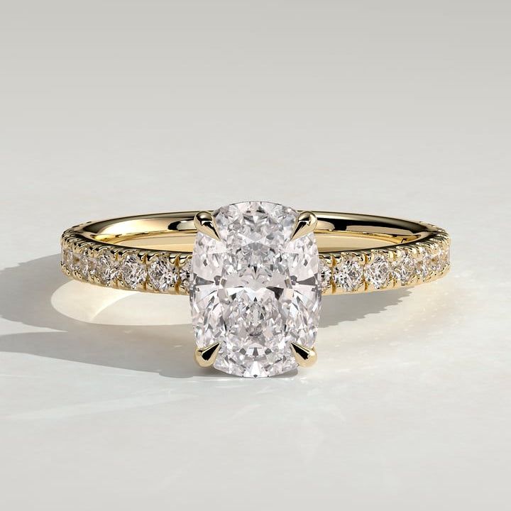 Elongated Cushion Pave Lab Grown Diamond Engagement Ring