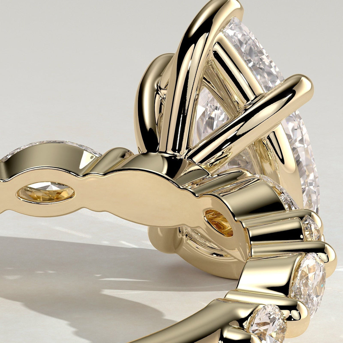 Pear Dainty Pave Lab Grown Diamond Engagement Ring
