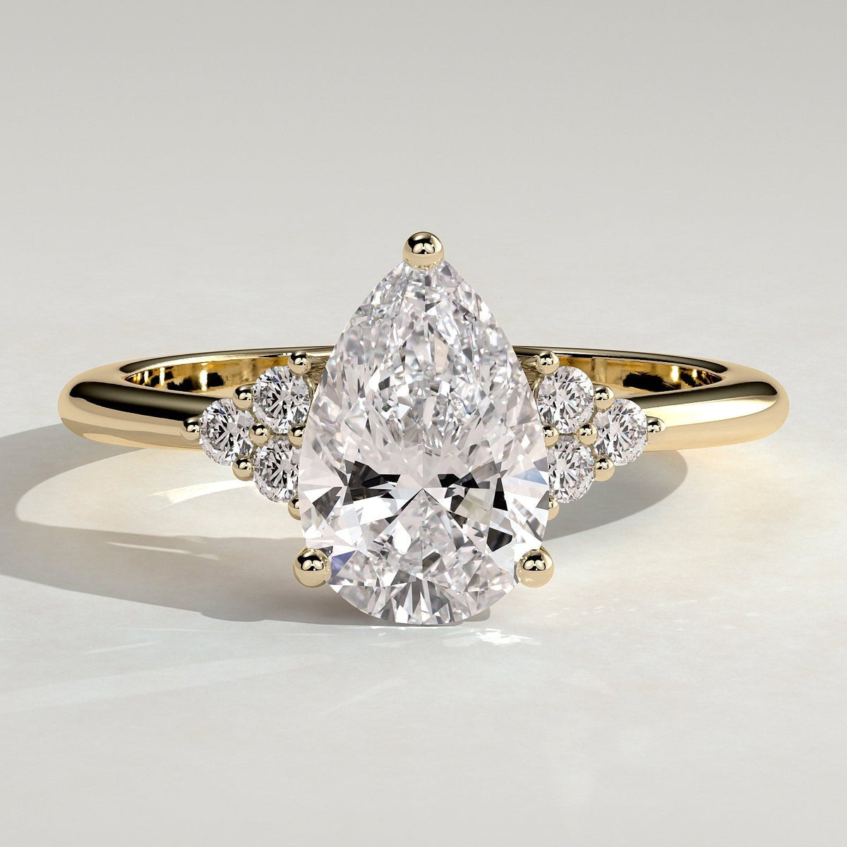 Pear Cluster Lab Grown Diamond Engagement Ring