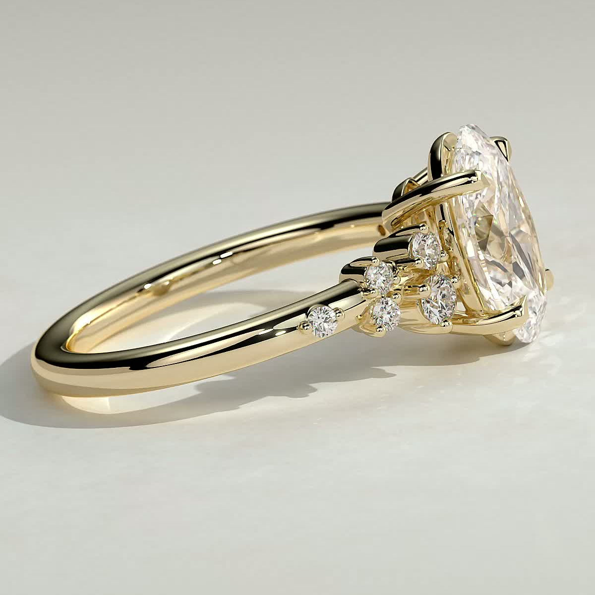 Oval Cluster Lab Grown Diamond Engagement Ring