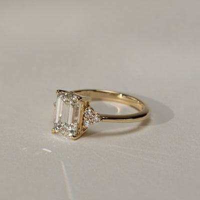 Emerald Cluster Lab Grown Diamond Engagement Ring