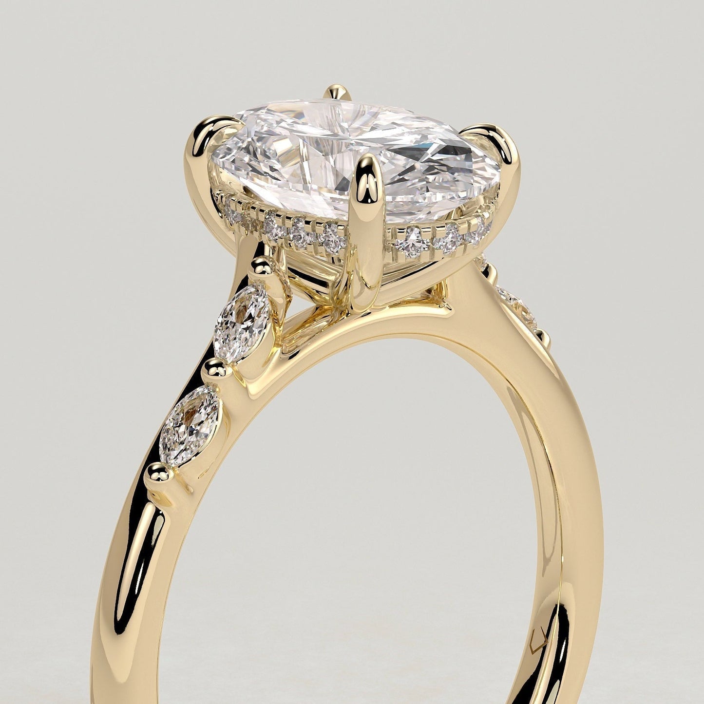 Oval Hidden Halo & Pave Lab Grown Diamond Engagement Ring