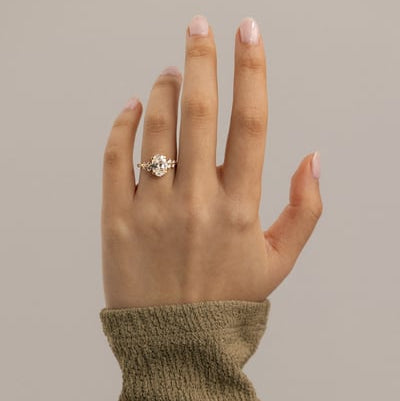 Oval Cluster Lab Grown Diamond Engagement Ring