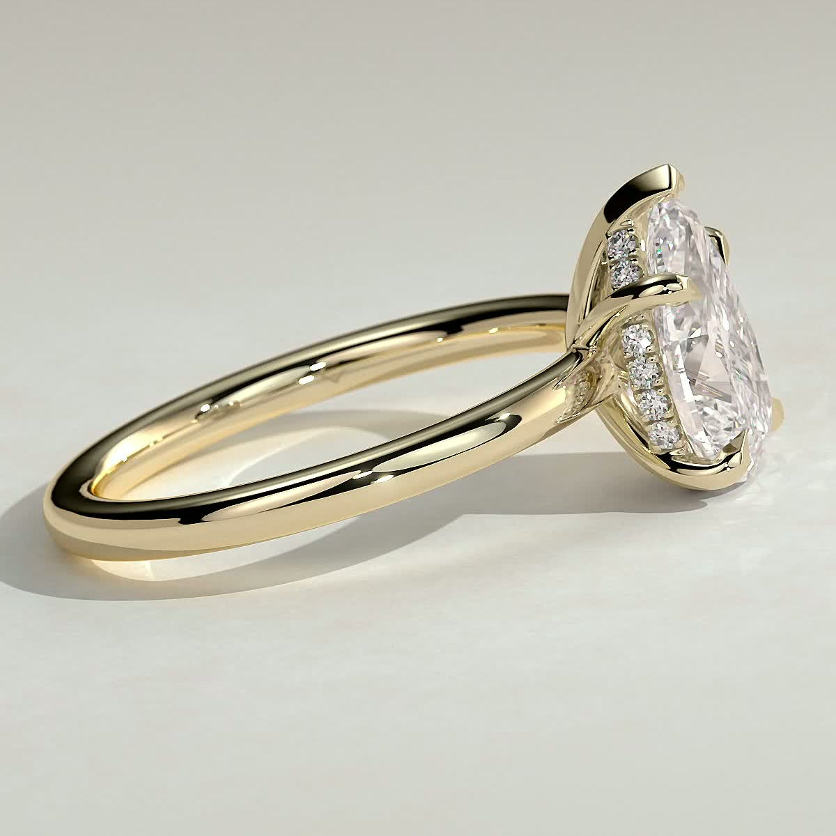 Pear Hidden Halo Lab Grown Diamond Engagement Ring