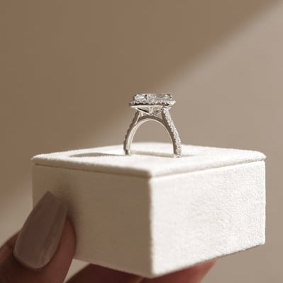 Marquise Halo & Pave Lab Grown Diamond Engagement Ring
