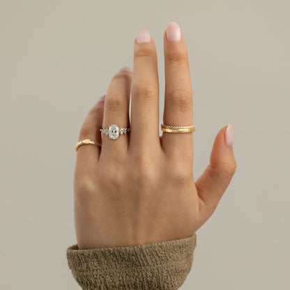 Elongated Cushion Cluster Lab Grown Diamond Engagement Ring