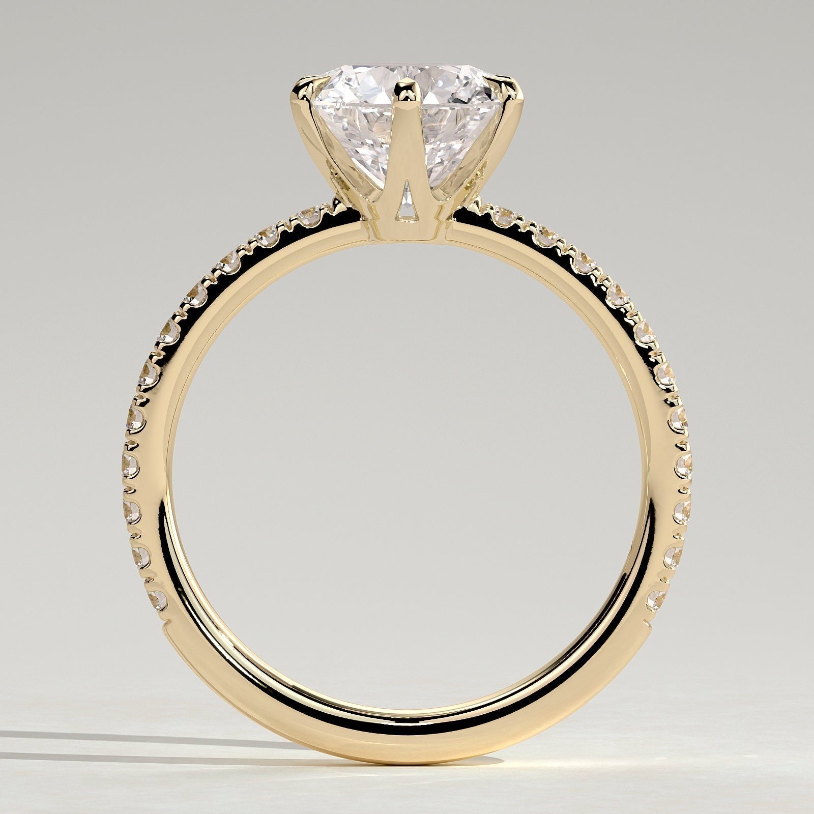 Round Pave Lab Grown Diamond Engagement Ring