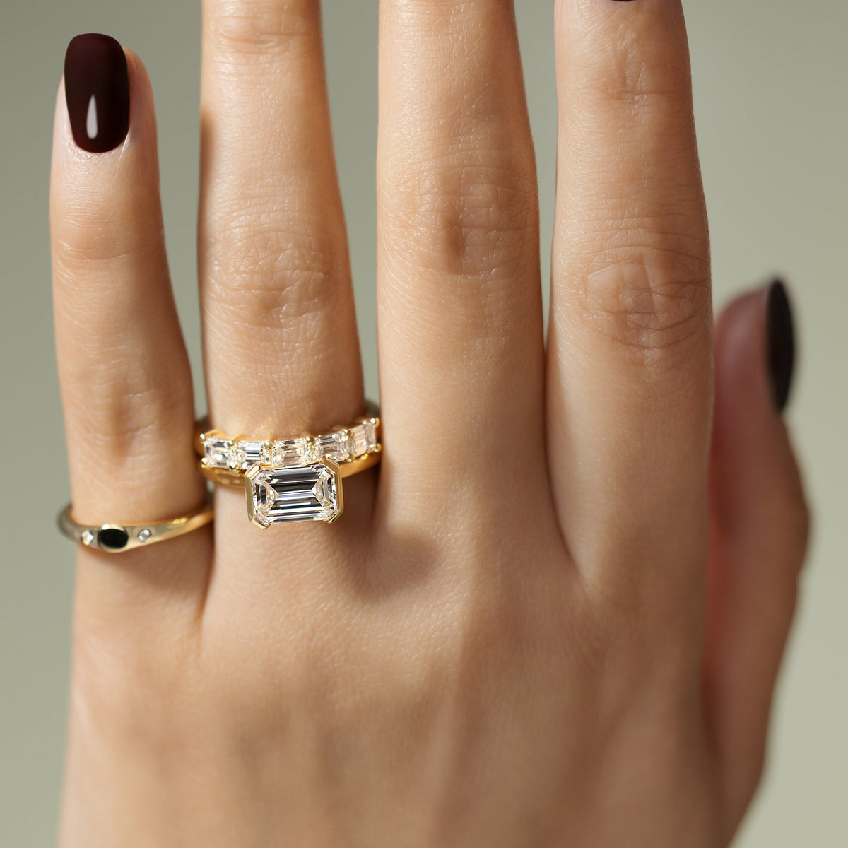 Emerald Solitaire Lab Grown Diamond Engagement Ring