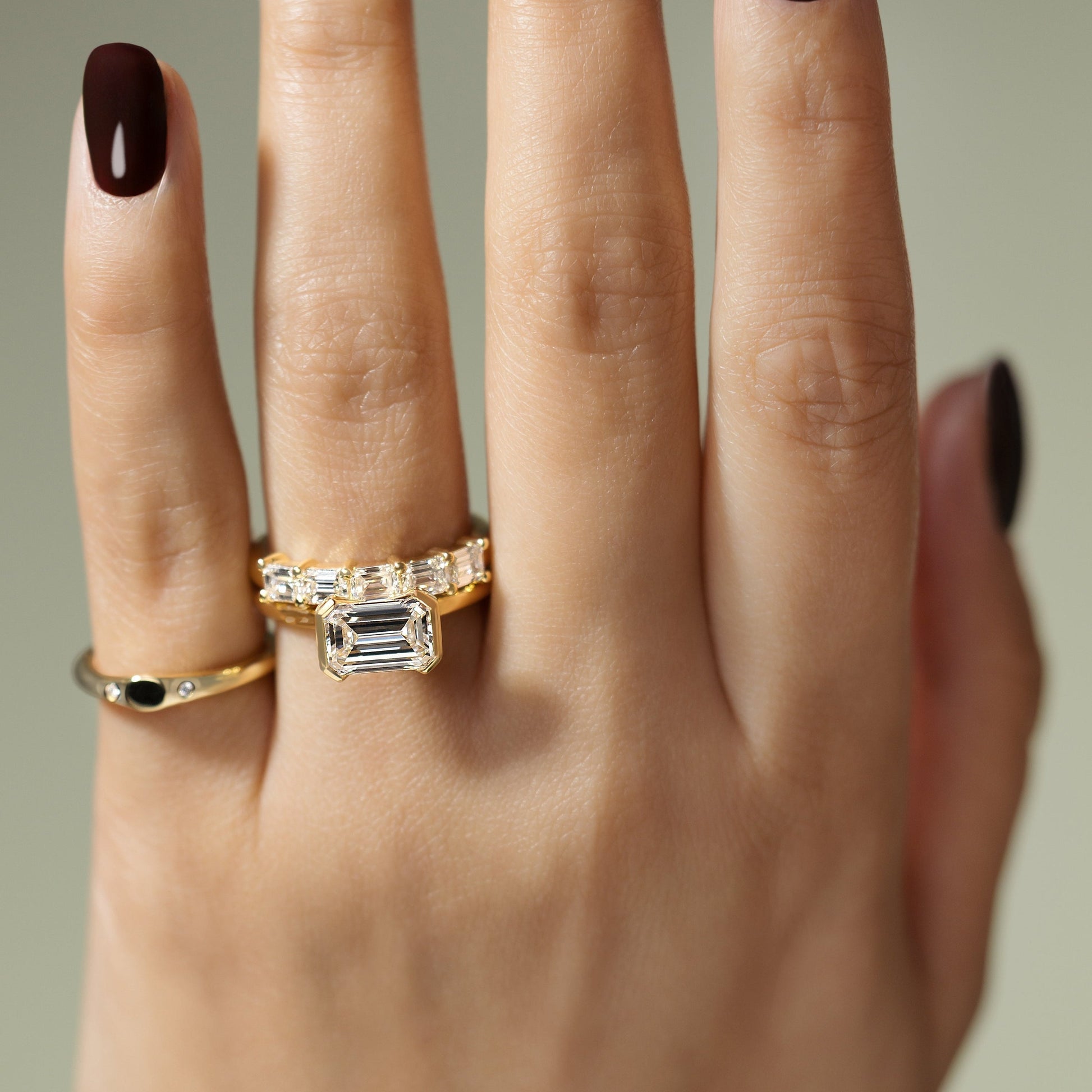 Emerald Solitaire Lab Grown Diamond Engagement Ring
