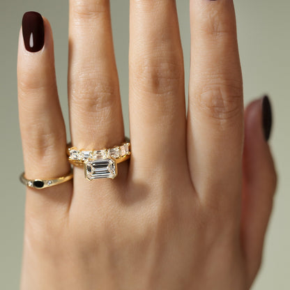 Emerald Solitaire Lab Grown Diamond Engagement Ring
