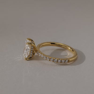 Elongated Cushion Pave Lab Grown Diamond Engagement Ring