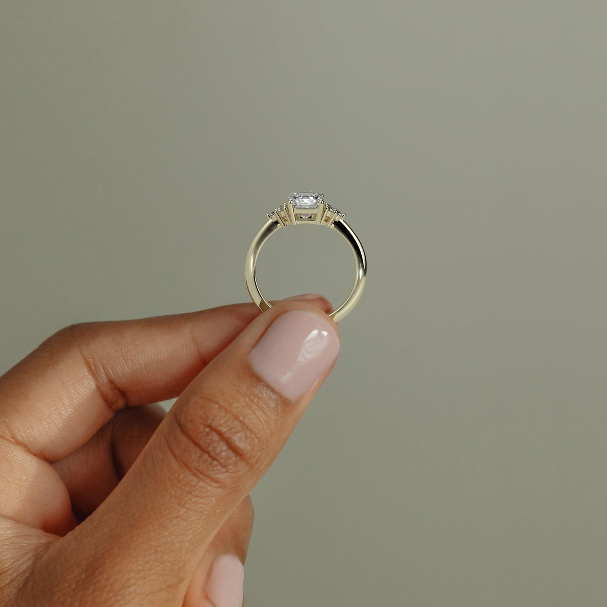 Emerald Cluster Lab Grown Diamond Engagement Ring