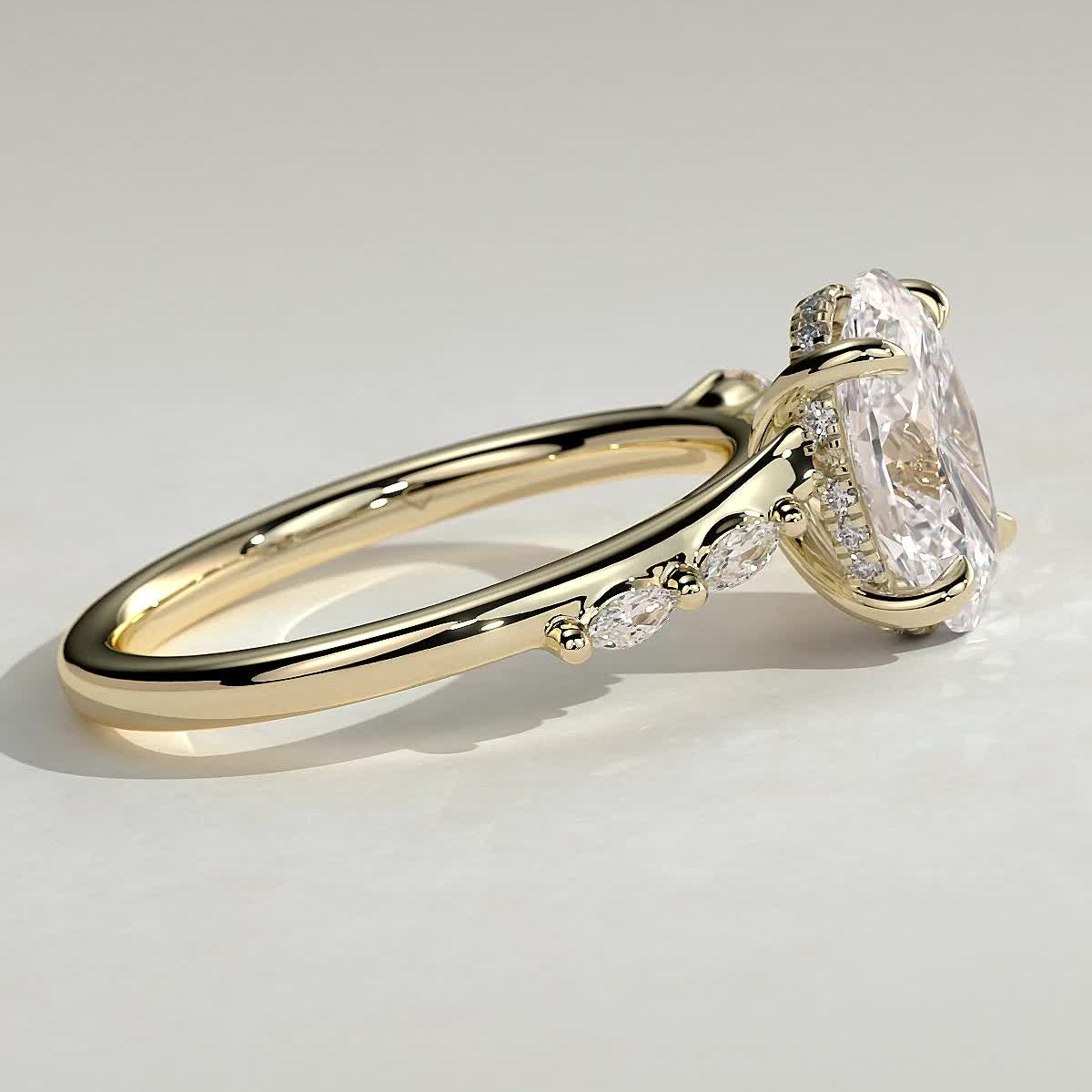 Oval Hidden Halo & Pave Lab Grown Diamond Engagement Ring