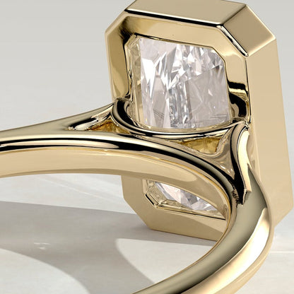 Radiant Bezel Solitaire Lab Grown Diamond Engagement Ring