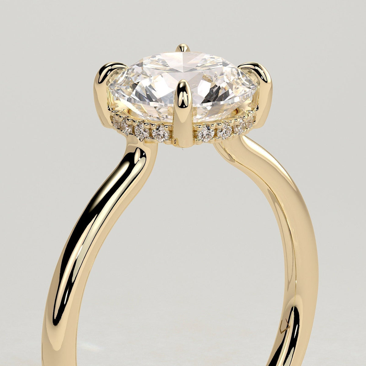 Round Hidden Halo Lab Grown Diamond Engagement Ring