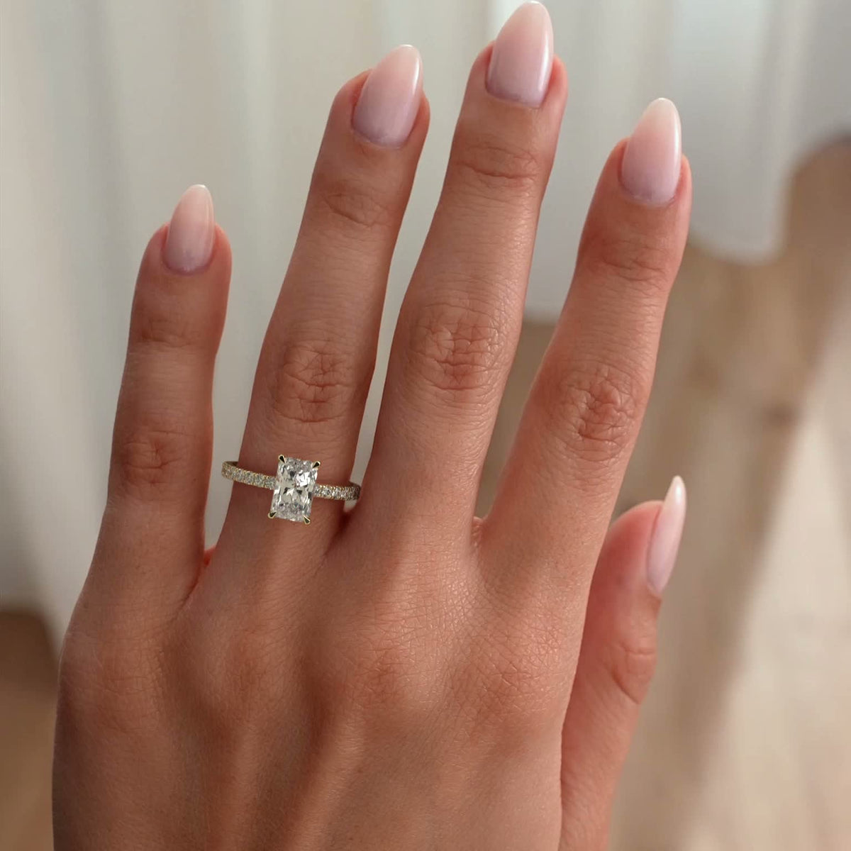 Radiant Pave Lab Grown Diamond Engagement Ring