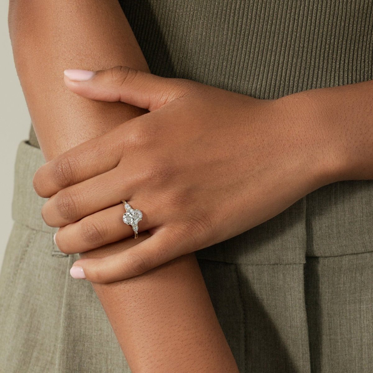 Oval Cluster Lab Grown Diamond Engagement Ring