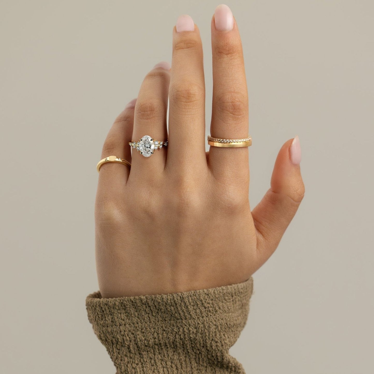 Oval Cluster Lab Grown Diamond Engagement Ring