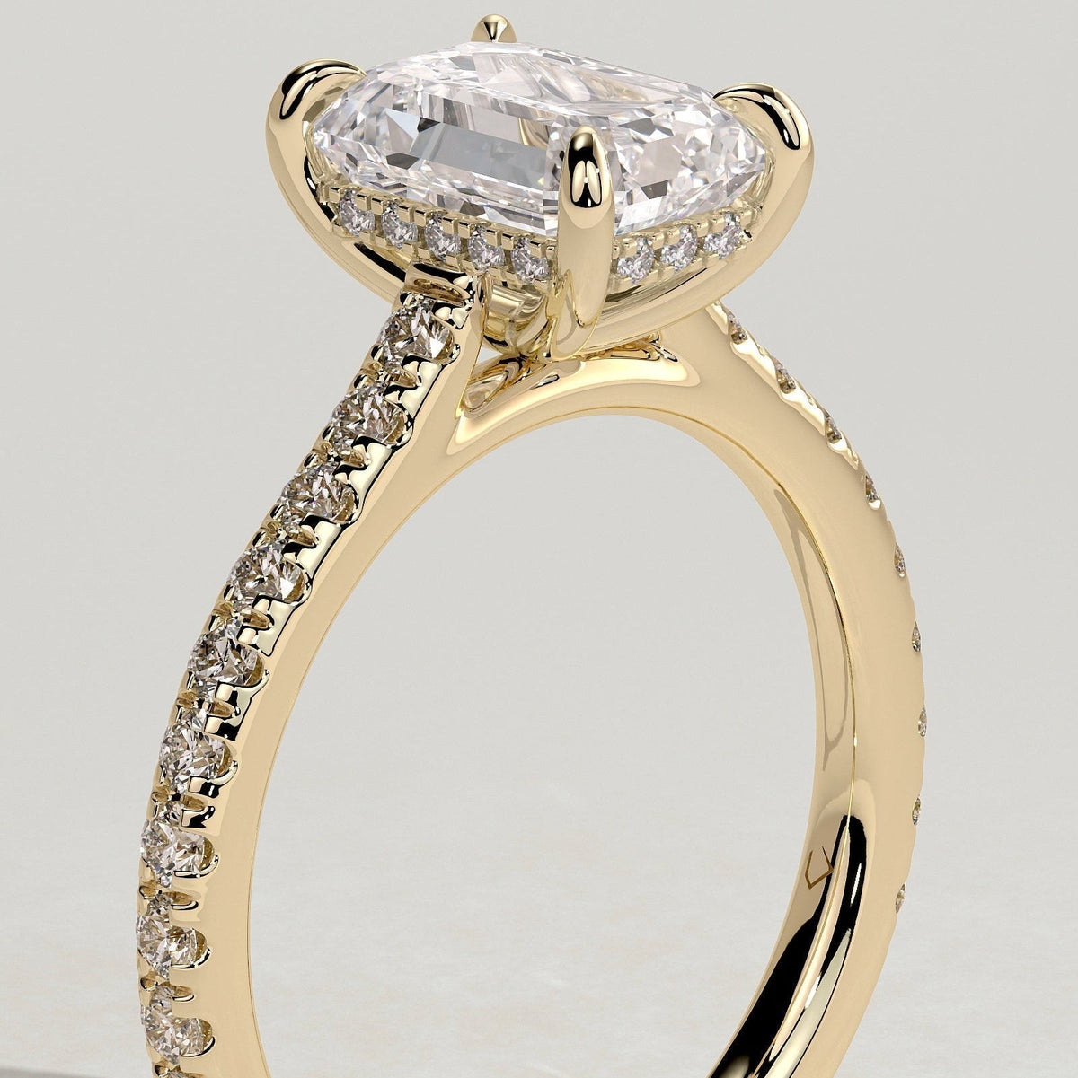 Emerald Pave Lab Grown Diamond Engagement Ring