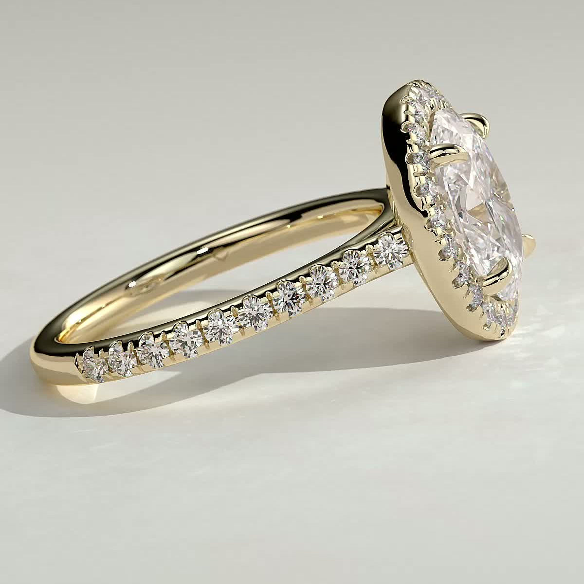 Oval Halo & Pave Lab Grown Diamond Engagement Ring