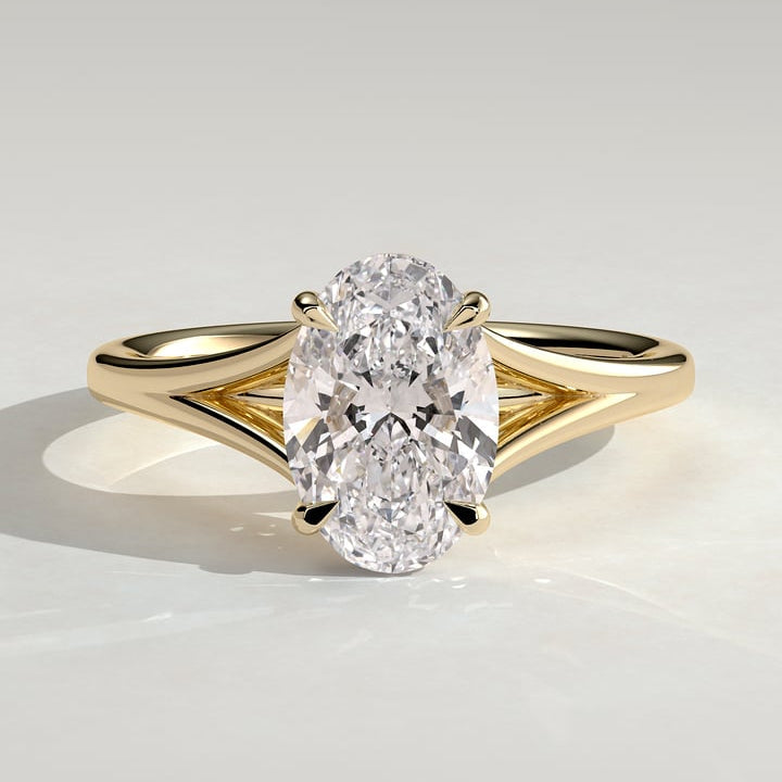 Oval Solitaire Split Shank Lab Grown Diamond Engagement Ring
