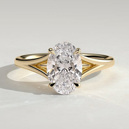 Oval Solitaire Split Shank Lab Grown Diamond Engagement Ring