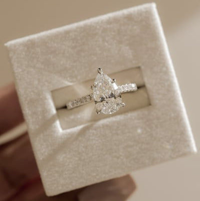 Pear Pave Lab Grown Diamond Engagement Ring