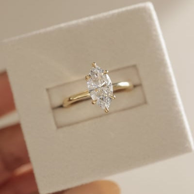 Marquise Hidden Halo Lab Grown Diamond Engagement Ring