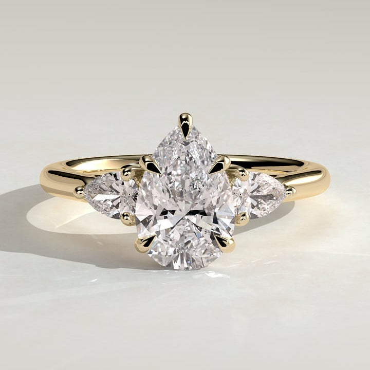 Pear Three Stone Lab Grown Diamond Engagement Ring