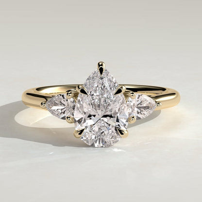 Pear Three Stone Lab Grown Diamond Engagement Ring