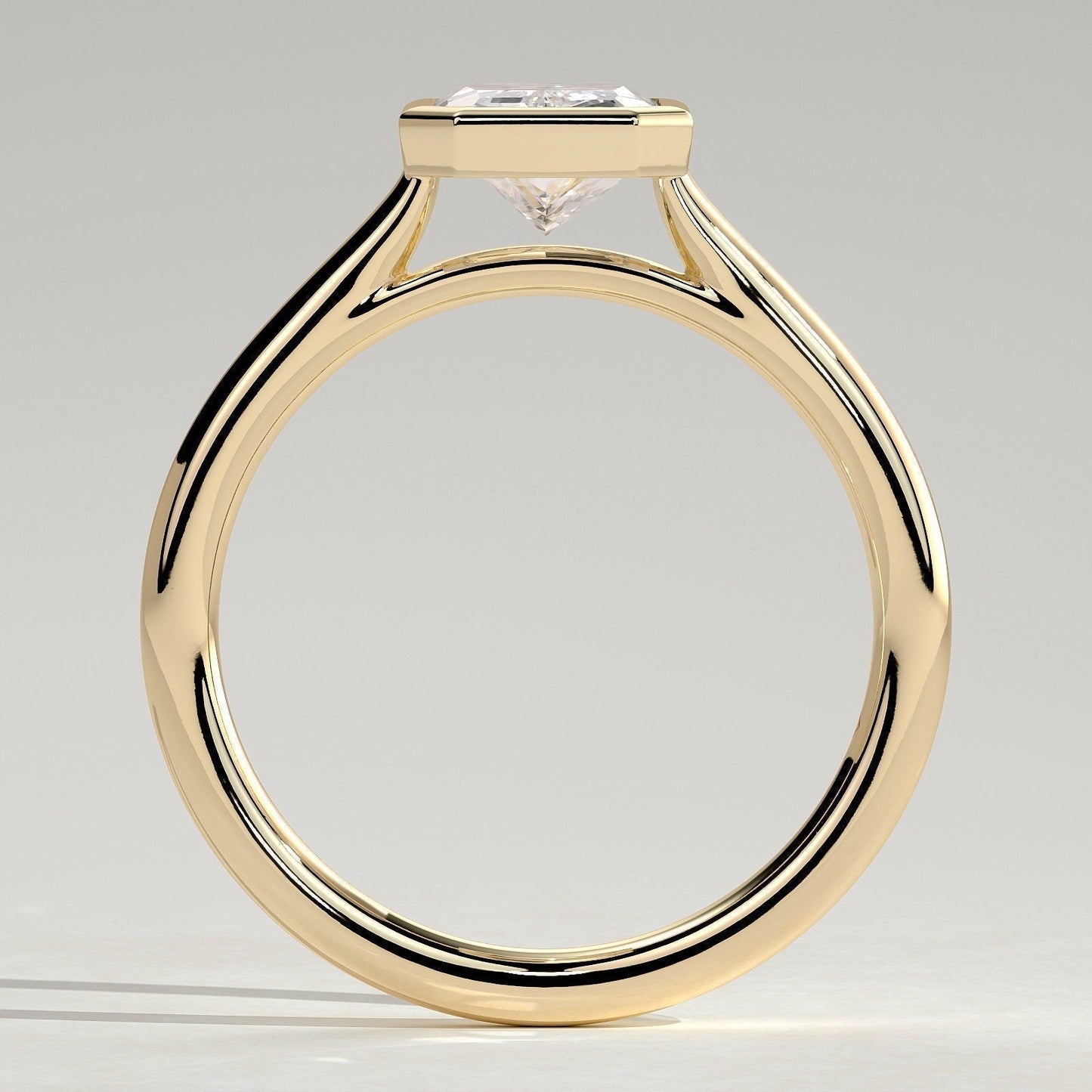 Radiant Bezel Solitaire Lab Grown Diamond Engagement Ring