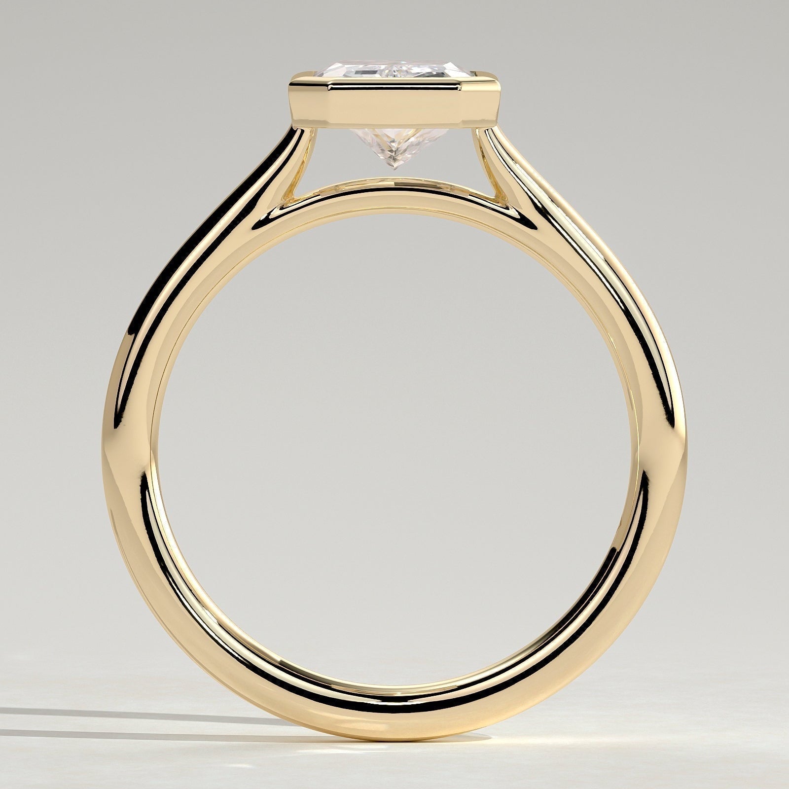 Radiant Bezel Solitaire Lab Grown Diamond Engagement Ring