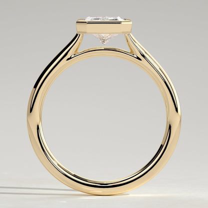 Radiant Bezel Solitaire Lab Grown Diamond Engagement Ring