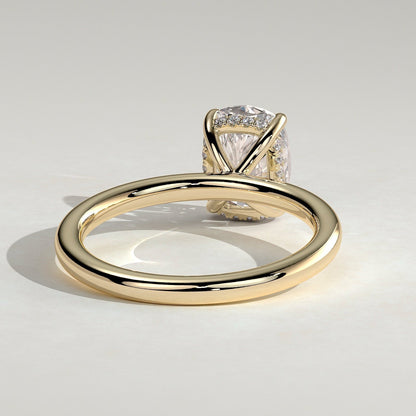 Elongated Cushion Hidden Halo Lab Grown Diamond Engagement Ring