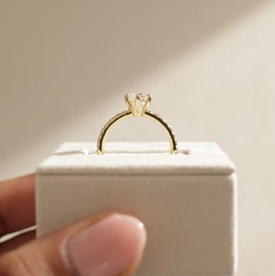 Round Pave Lab Grown Diamond Engagement Ring