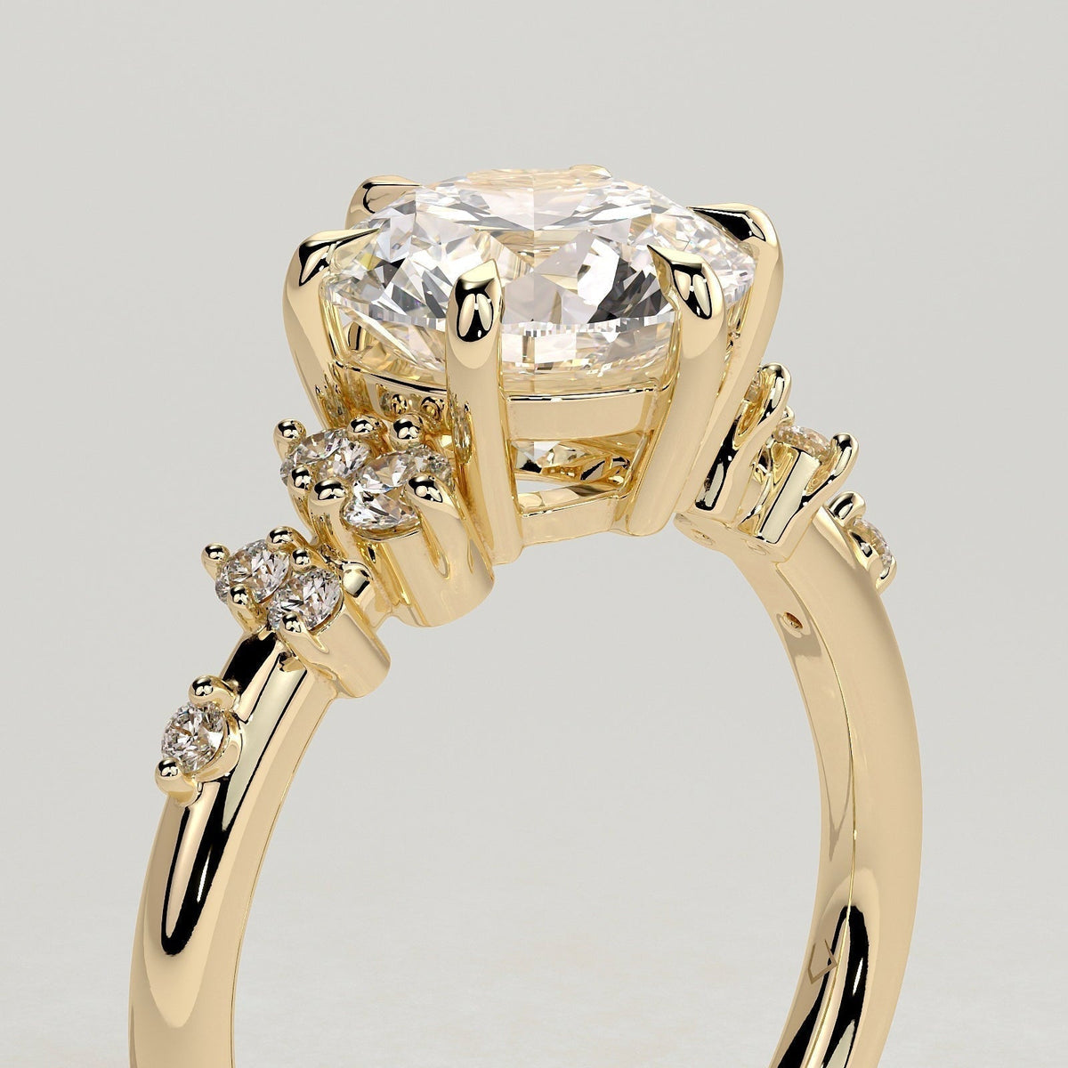Round Cluster Lab Grown Diamond Engagement Ring