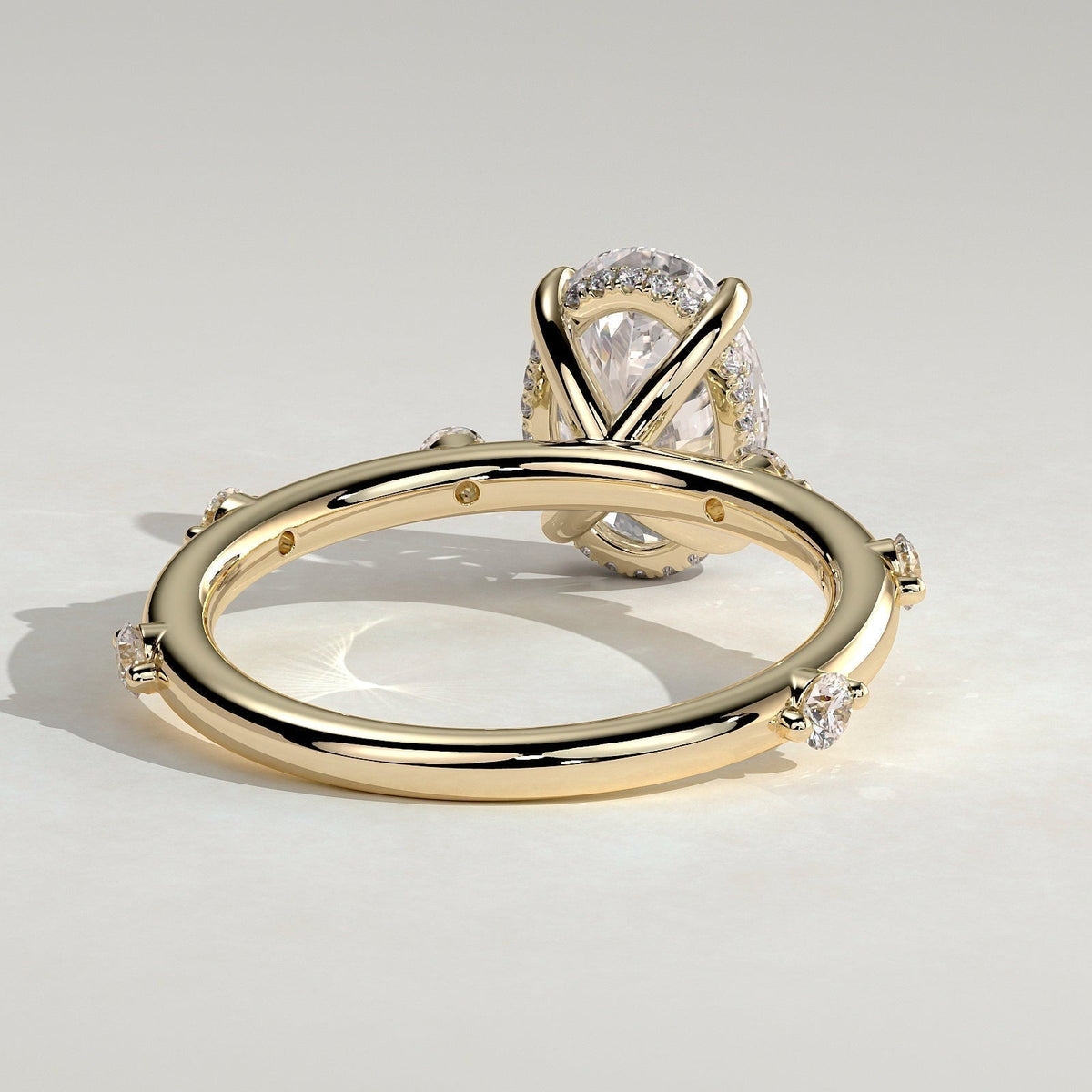 Oval Dainty Pave Lab Grown Diamond Engagement Ring