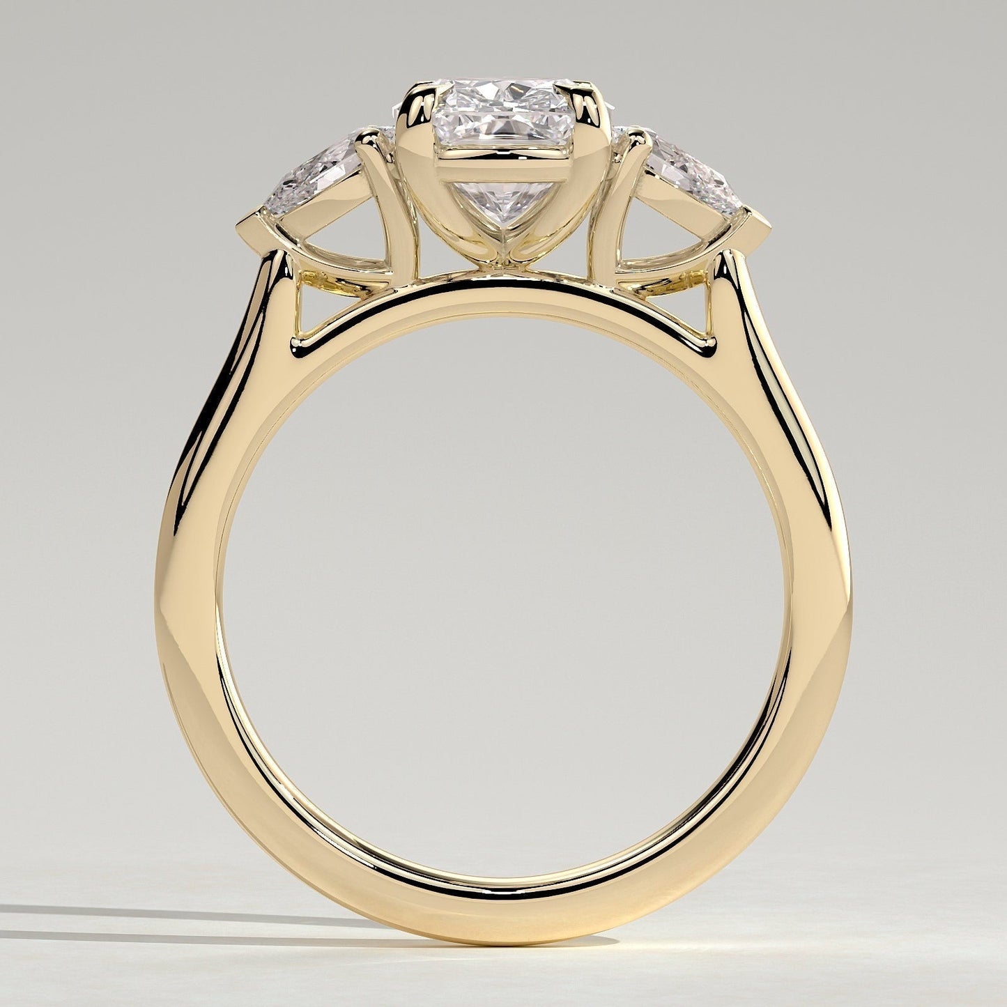 Elongated Cushion Three Stone Lab Grown Diamond Engagement Ring