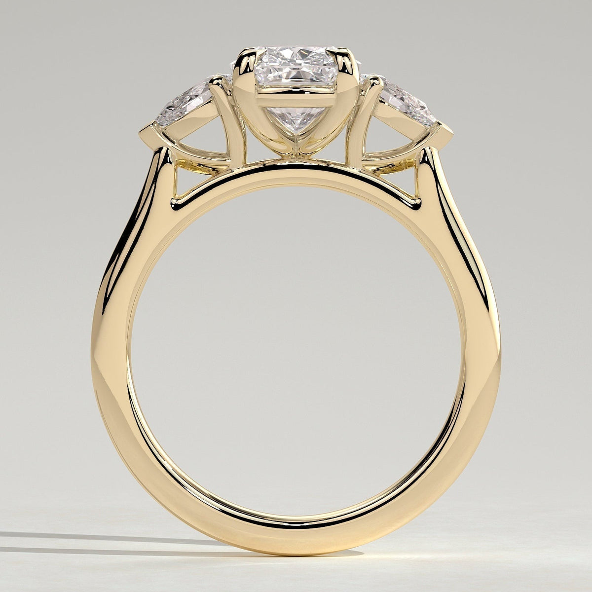 Elongated Cushion Three Stone Lab Grown Diamond Engagement Ring
