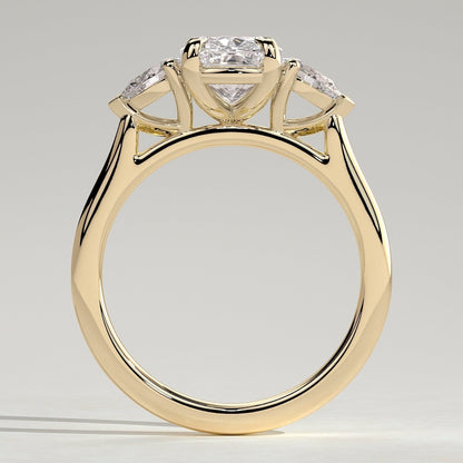 Elongated Cushion Three Stone Lab Grown Diamond Engagement Ring