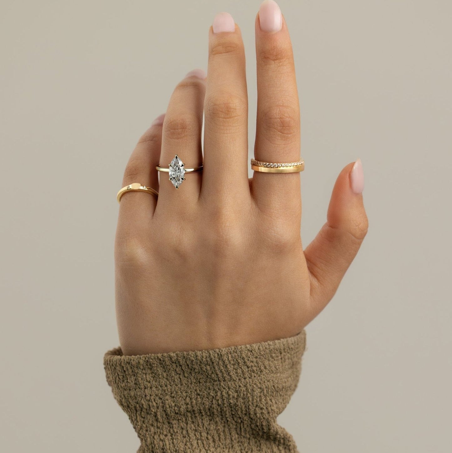 Marquise Hidden Halo Lab Grown Diamond Engagement Ring