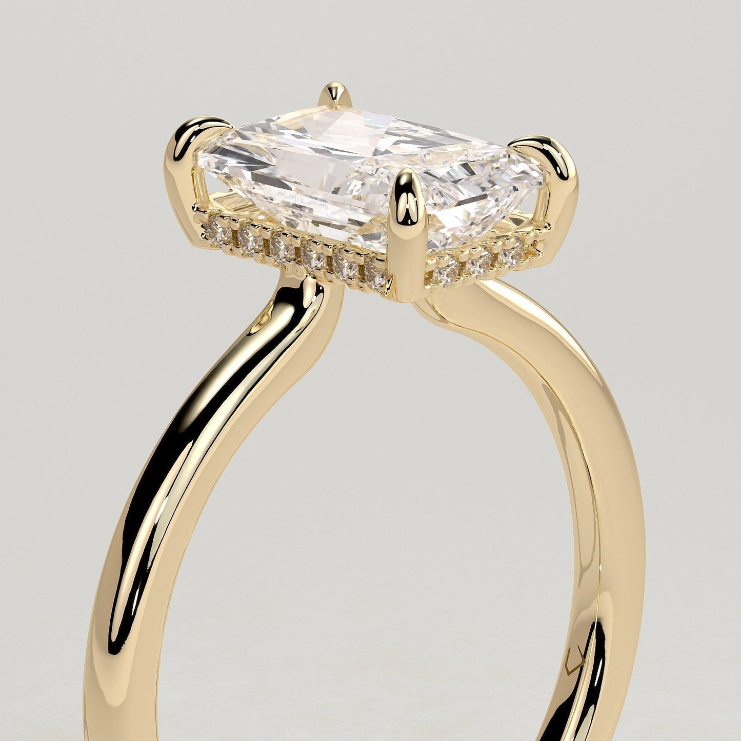 Radiant Hidden Halo Lab Grown Diamond Engagement Ring
