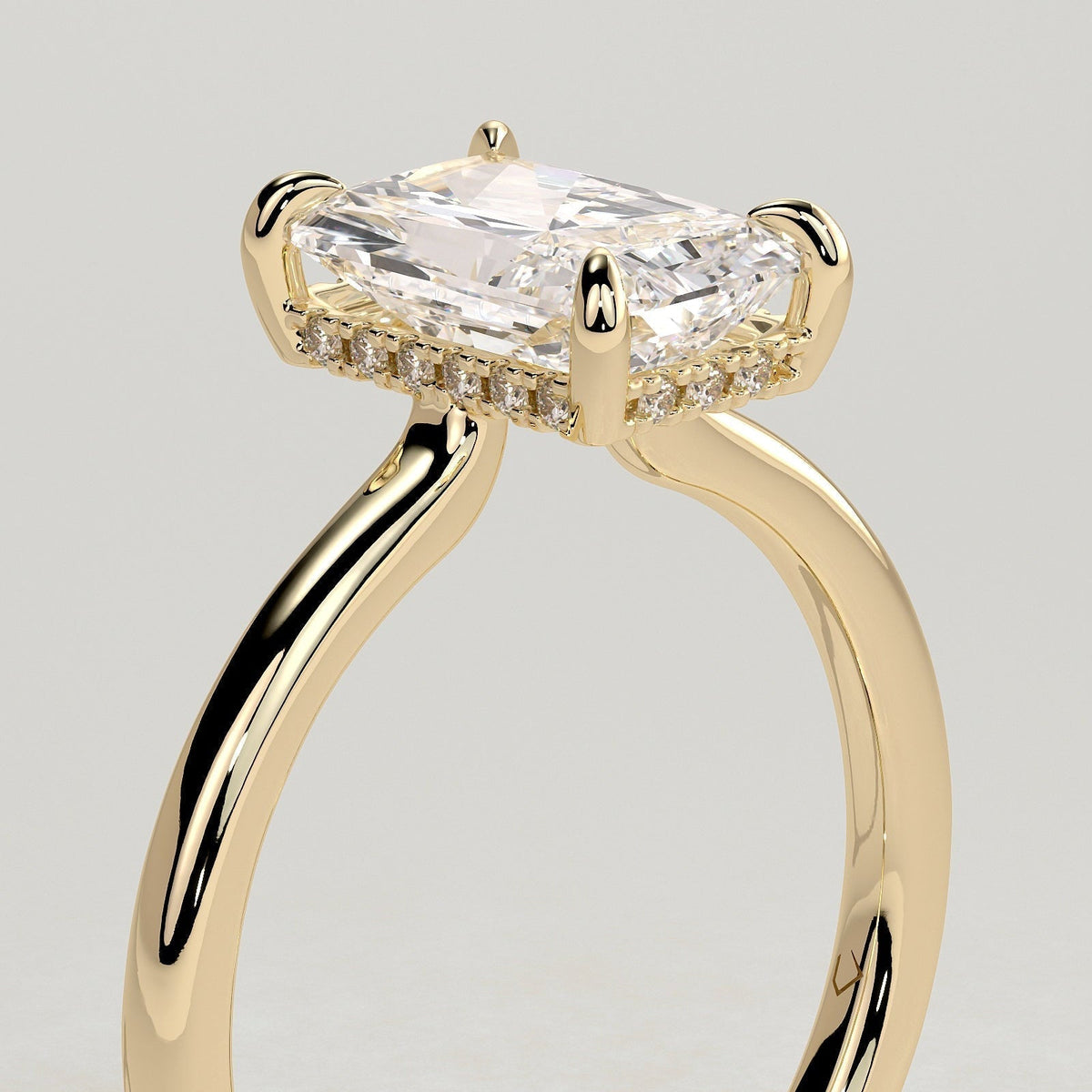 Radiant Hidden Halo Lab Grown Diamond Engagement Ring
