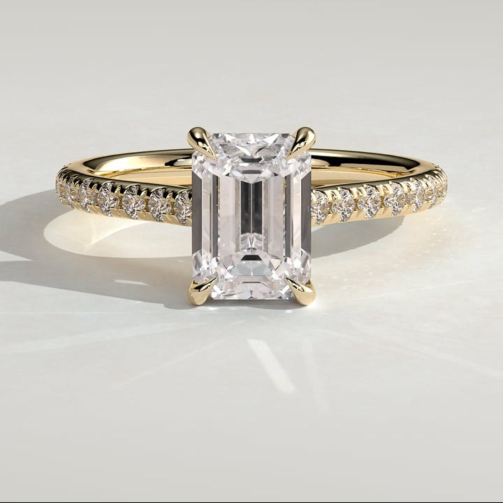 Emerald Pave Lab Grown Diamond Engagement Ring