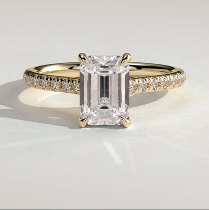 Emerald Pave Lab Grown Diamond Engagement Ring