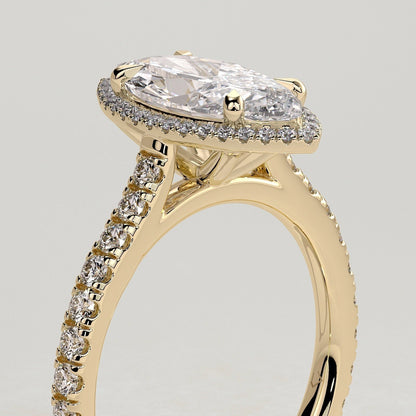 Marquise Halo & Pave Lab Grown Diamond Engagement Ring