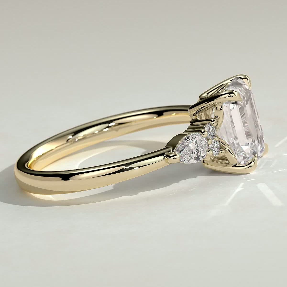 Emerald Cluster Lab Grown Diamond Engagement Ring