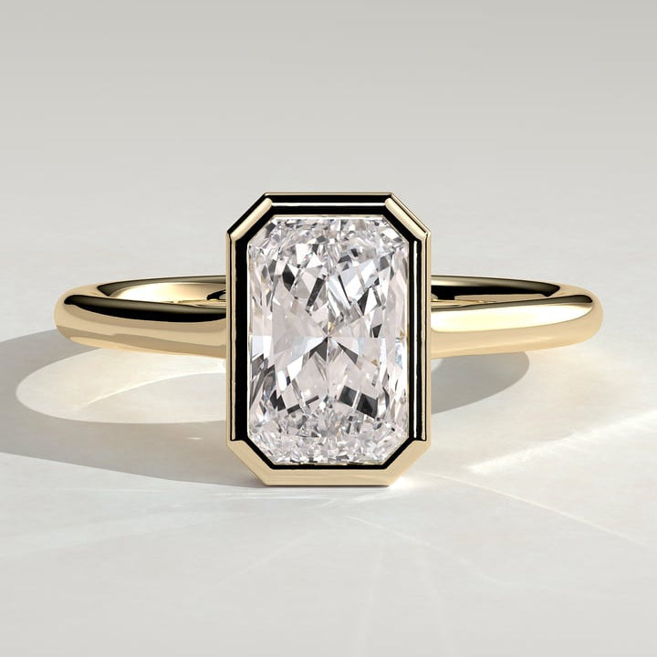 Radiant Bezel Solitaire Lab Grown Diamond Engagement Ring
